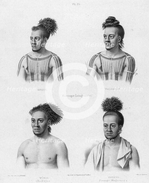 Inhabitants of the lower Caroline Islands, 19th century. Creators: Alexander Postels, Godefroy Engelmann.