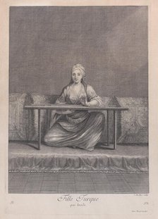 Fille Turque, qui brode, 1714-15., Creator: Unknown.