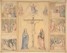Christ on the Cross with Six Scenes from the Life of Christ, ca. 1850. Creator: Eduard von Steinle.