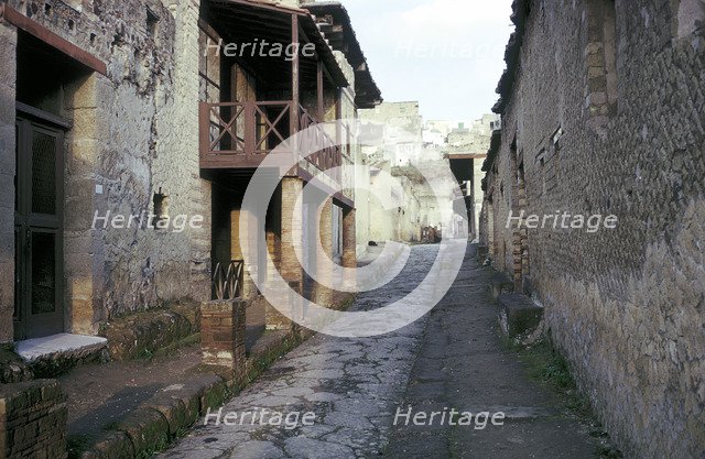 Casa a Graticcio, Herculaneum, Italy: facade of the Roman house. Artist: Unknown