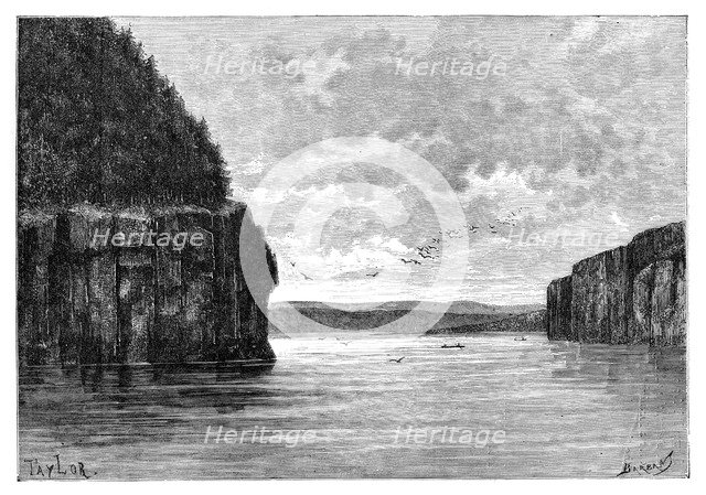 The Angara river, below the Padunskiy rapids, Siberia, Russia, 1895.Artist: Charles Barbant