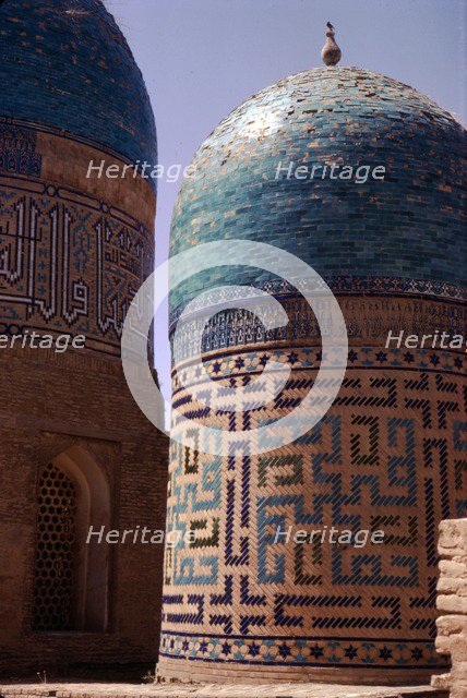 Domes of Mausoleum, Shah-i-Zinda Complex, Samarkand, 14th-15th century, (c20th century). Artists: CM Dixon, Unknown.