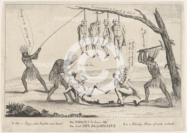 The Savages Let Loose, or the Cruel Fate of the Loyalists, 1783. Creator: William Humphrey.