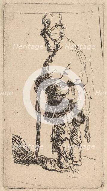 Beggar Leaning on a Stick, Facing Left, c. 1630. Creator: Rembrandt Harmensz van Rijn.