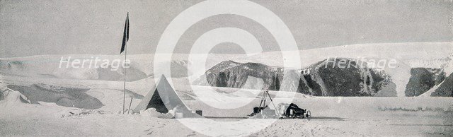 'Couloir Cliffs, Granite Harbour, Showing the Camp Off the Piedmont Tongue', c1911, (1913). Artist: T Griffith Taylor.