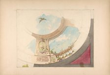 Design for a ceiling with trompe l'oeil balustrade and sky, second half 19th century. Creators: Jules-Edmond-Charles Lachaise, Eugène-Pierre Gourdet.