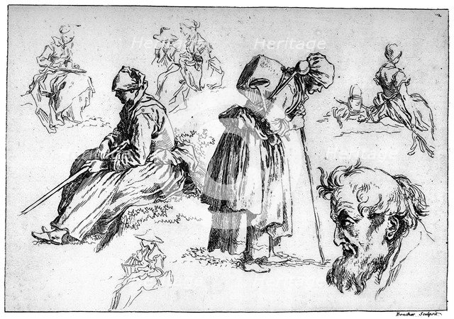 'Diverse Figures', c1720-1770, (1924) Artist: François Boucher