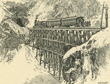 'The First Passenger Train Over the White Pass and Yukon Route to Klondike in Pursuit of Gold',c1900 Creator: A.E. Huitt.