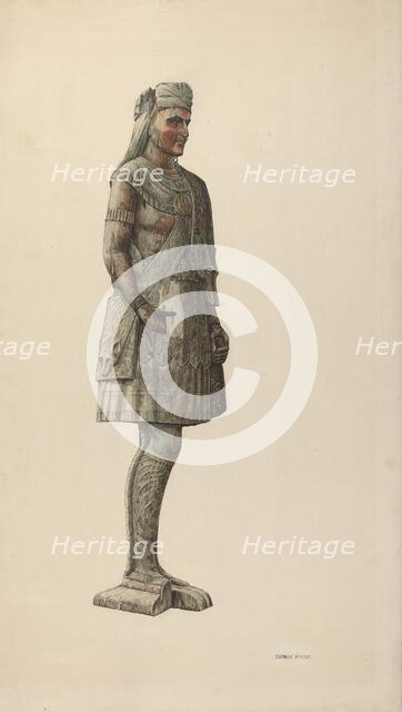 Cigar Store Indian "Trapper", c. 1937. Creator: Stanley Mazur.