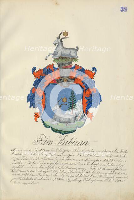 Coat of arms of the Kubinyi family, 1904. Creator: Adolf Medzihradsky.