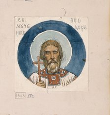 Saint Theodore the Varangian (Study for frescos in the St Vladimir's Cathedral of Kiev), 1884-1889. Artist: Vasnetsov, Viktor Mikhaylovich (1848-1926)