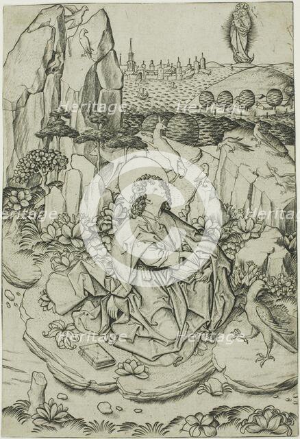 Saint John on the Island of Patmos, c. 1460. Creator: Master ES.