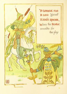 A Lance for A Lad 'gainst King's Spear, When the Bugle sounds for the play, 1899.  Creator: Walter Crane.