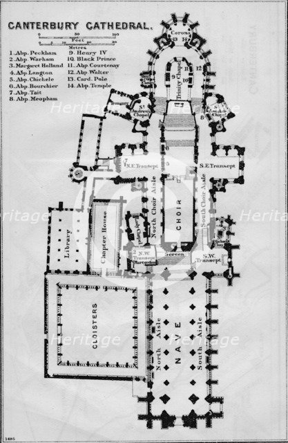 'Canterbury Cathedral', c20th Century. Artist: John Bartholomew.