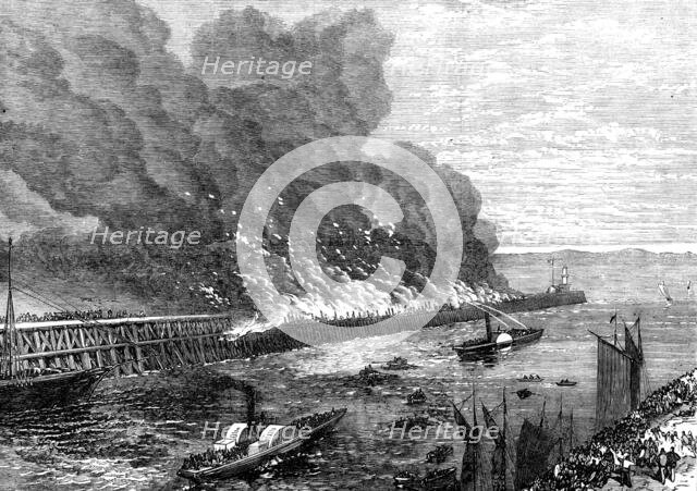 Leith Pier on fire, 1871. Creator: Unknown.