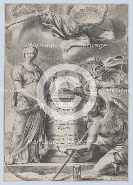 Frontispiece for Vnuiersa Historia Profana, ca. 1630-70. Creator: Charles Audran.