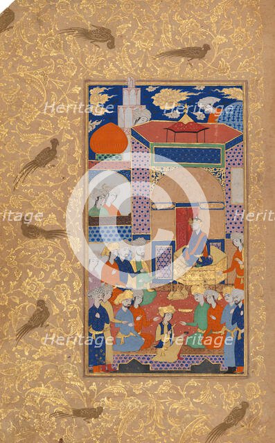 A Court Scene; Page from a Manuscript of Habib al-Siyar of Khwandamir, 1625. Creators: Unknown, Khvandamir.