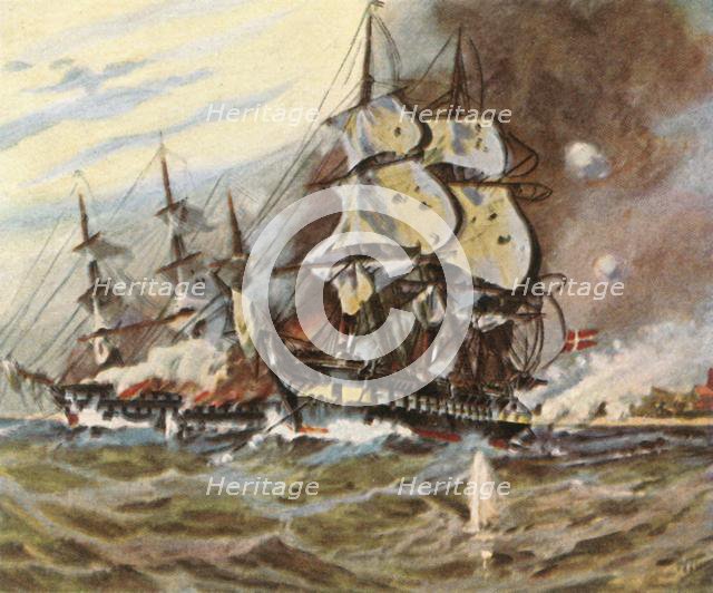 German battery attack from the beach at Eckernförde, 5 April 1849, (1936).  Creator: Unknown.