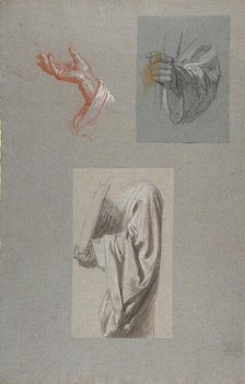 a. Hand of Saint Remi; b. Hand of Saint Remi; c. Drapery Study for Acolyte Holding Book..., 19th cen Creator: Isidore Pils.
