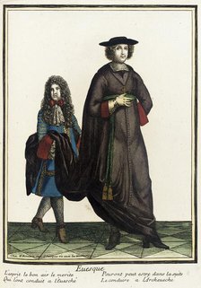 Recueil des modes de la cour de France, 'Euesque', Bound 1703-1704. Creator: Henri Bonnart.