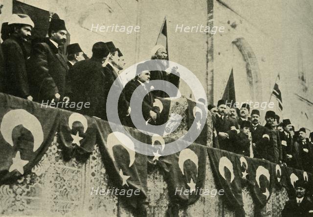 Holy War is pronounced at the Fatih Mosque, Constantinople, 14 November 1914, (c1920). Creator: Unknown.