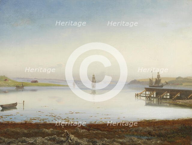 Ships on a Fiord, mid-late 19th century. Creator: Thorald Laessoe.