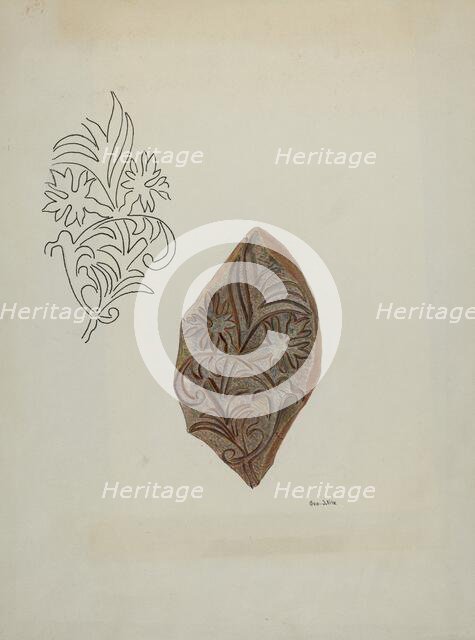 Calico Printing Block, c. 1941. Creator: George File.