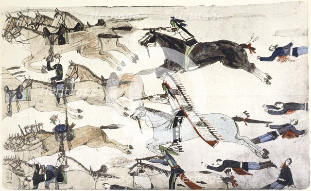 Battle of Little Bighorn, Montana, USA, 25-26 June 1876 (c1900). Artist: Amos Bad Heart Buffalo