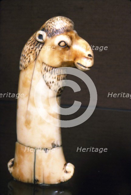 Ivory Dagger Handle of Camel's Head, India, Mughal, 17th century. Artist: Unknown.