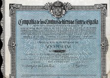 Bond of 500 pesetas of the Company of the Caminos de Hierro del Norte de España, S.A. (railroads …