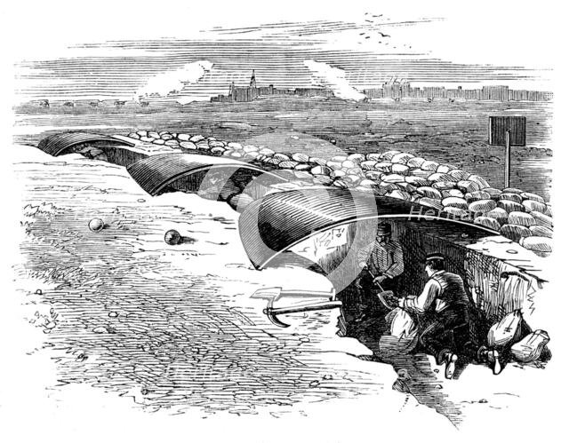 Siege Operations at Chatham: single sap, with shield, 1871. Creator: Unknown.