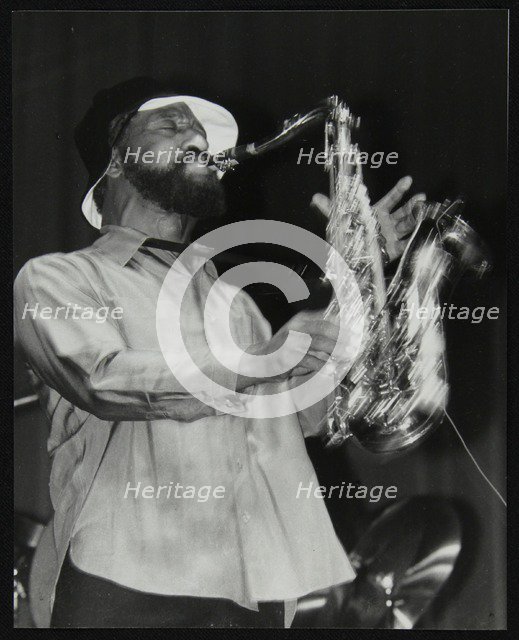 Sonny Rollins playing tenor saxophone at Wembley Conference Centre, London, 1979. Artist: Denis Williams