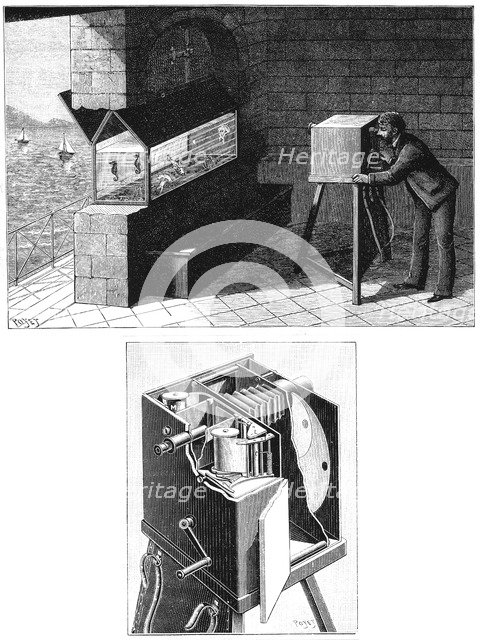 Etienne Jules Marey (1830-1903), with cine camera, 1903. Artist: Unknown