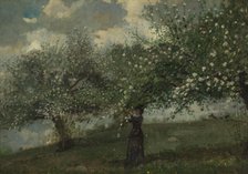 Girl Picking Apple Blossoms, 1879. Creator: Winslow Homer.