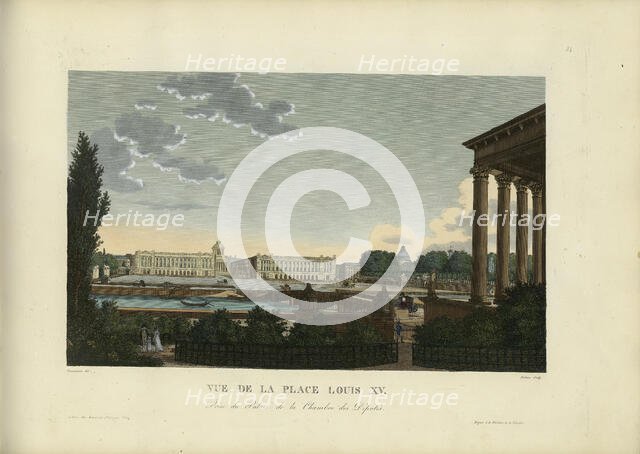 Vue de la place Louis XV, prise du palais de la Chambre des Députés, 1817-1824. Creator: Courvoisier-Voisin, Henri (1757-1830).