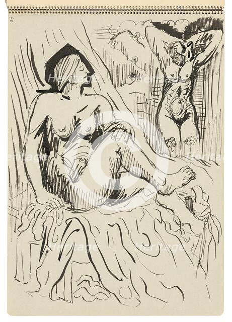 Sketchbook 22 Two Female Nudes, 1st half 20th century. Creator: Arnold Peter Weisz-Kubincan.
