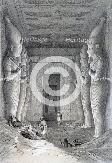 'Interior of the Great Temple, Abu Simbel', 19th century. Artist: George Moore