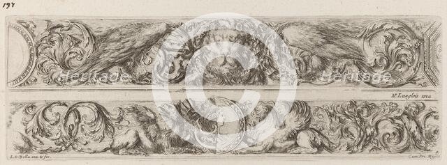 Two Ornamental Bands with Head of a Lion and Woman, probably 1648. Creator: Stefano della Bella.