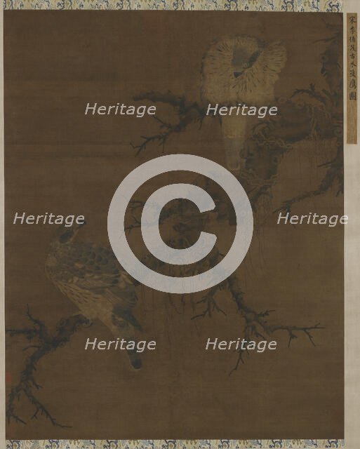 Two Hawks on a Barren Bough, Ming dynasty, 16th century. Creator: Unknown.