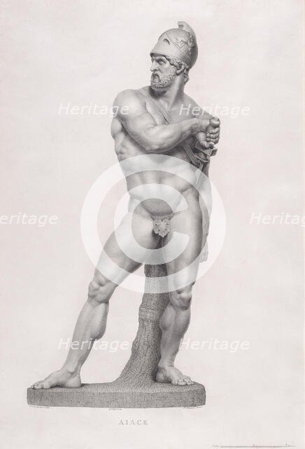 Ajax, front view. from "Oeuvre de Canova: Recueil de Statues ...", 1817. Creator: Giovanni Tognolli.