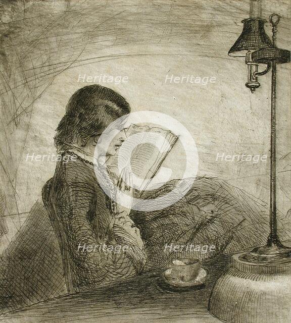 A Lady Reading, 1858. Creator: Francis Seymour Haden.