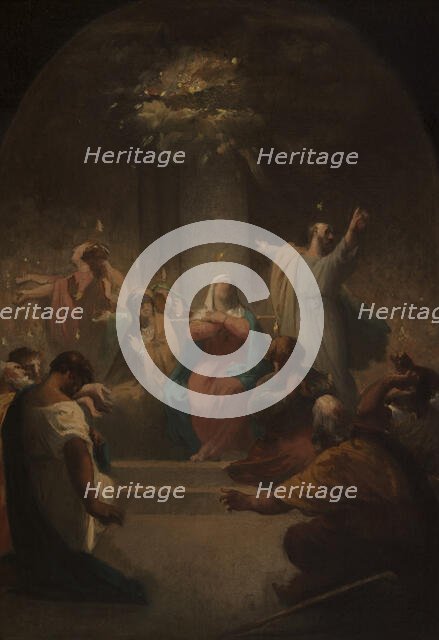 Sketch for the church of Saint-Etienne-du-Mont: Pentecost, 1864. Creator: Felix Giacomotti.