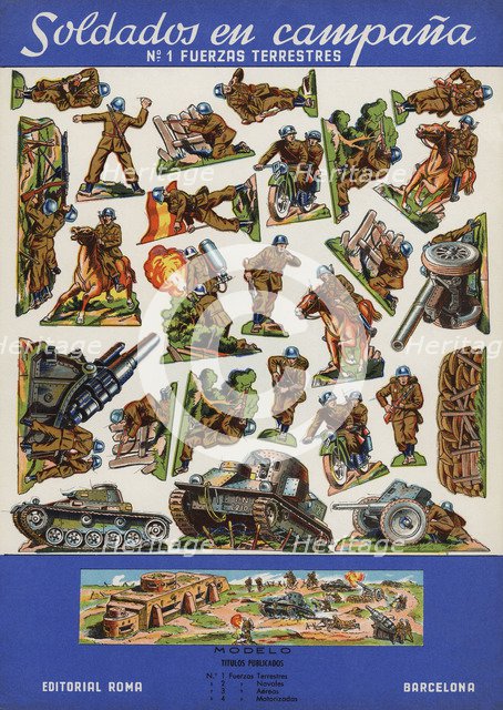 Children cut-out, number one of 'Soldiers in the field,' Roma publishers, 1943.