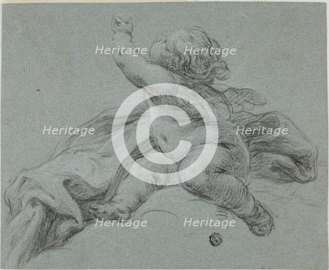 Putto Seated Beside Drapery, Reaching Upwards, n.d. Creator: Unknown.