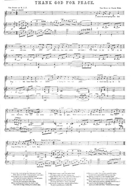 "Thank God for Peace" (sheet music), 1856.  Creator: Unknown.