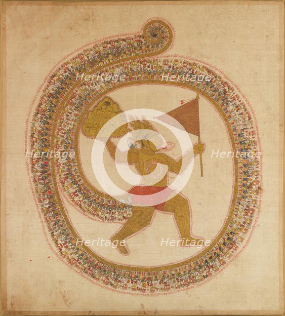 Hanuman Bearing the Mountaintop with Medicinal Herbs, ca. 1800. Creator: Unknown.