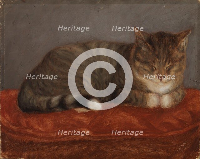 Lying cat, Mosse, 1872-1873. Creator: Maria Wiik.