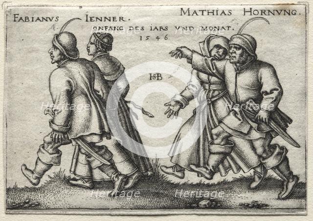 The Village Wedding: Fabianus Jenner / Mathias Hornung, 1546. Creator: Hans Sebald Beham (German, 1500-1550).