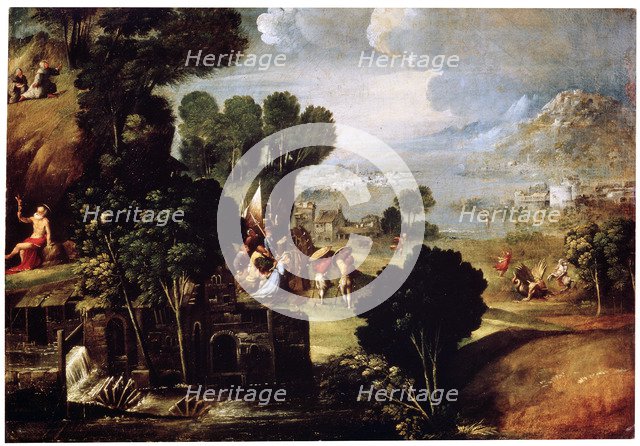 'Landscape with Scenes from Lives of the Saints', c1530. Artist: Circle of Dosso Dossi