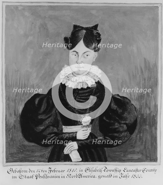 Portrait and Birth Record of Mahala Wechter, 1833. Creator: Jacob Maentel.